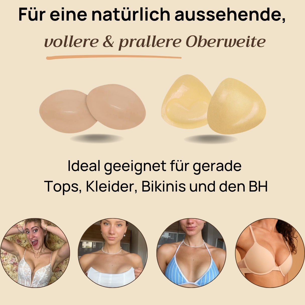 Monoka Bikini Push-Up Starterset™ Unsichtbare - wiederverwendbare VolumenPads für Bademode