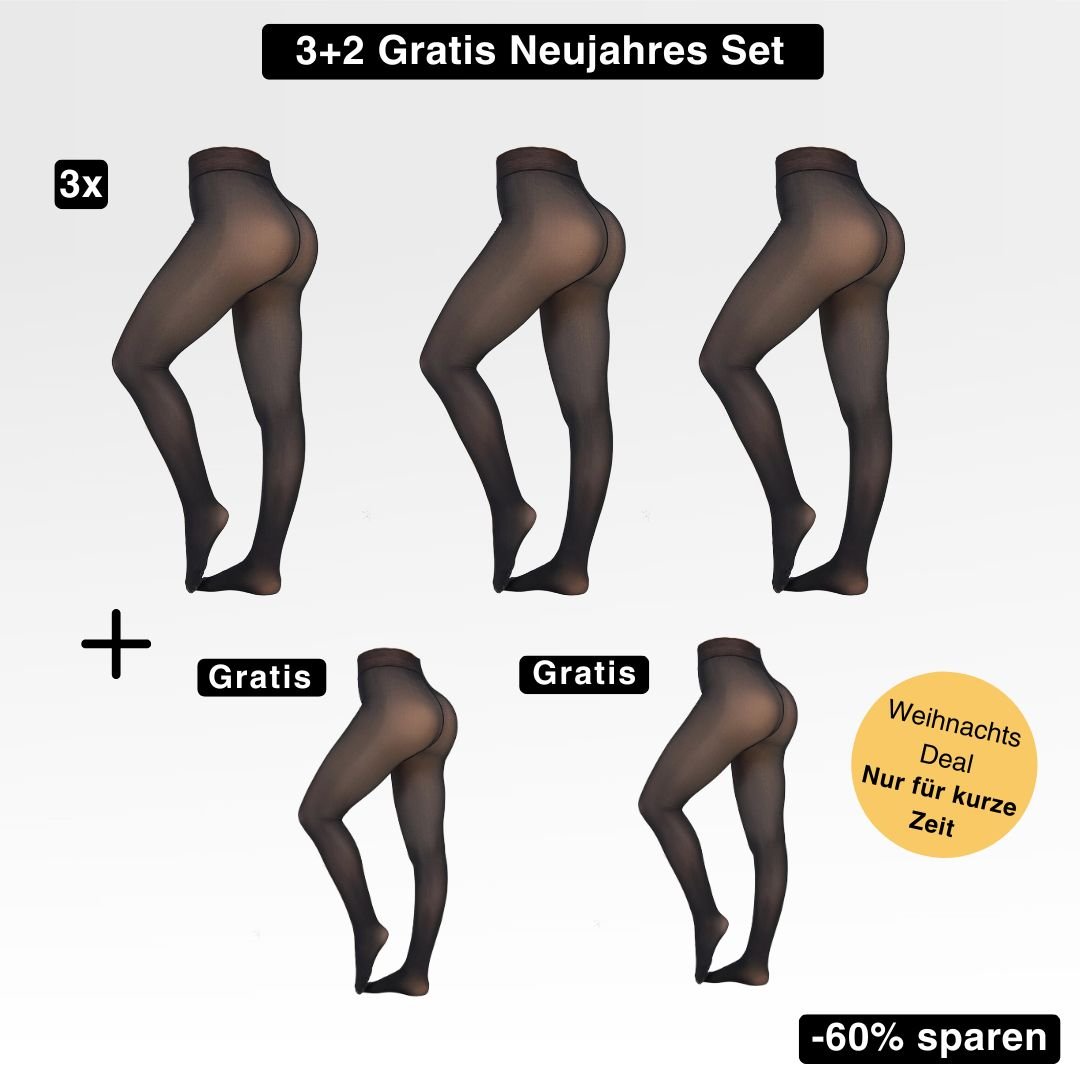 2 Paar Fleece-Strumpfhosen Damen - Warme Winterstrumpfhose 100D Blickdicht