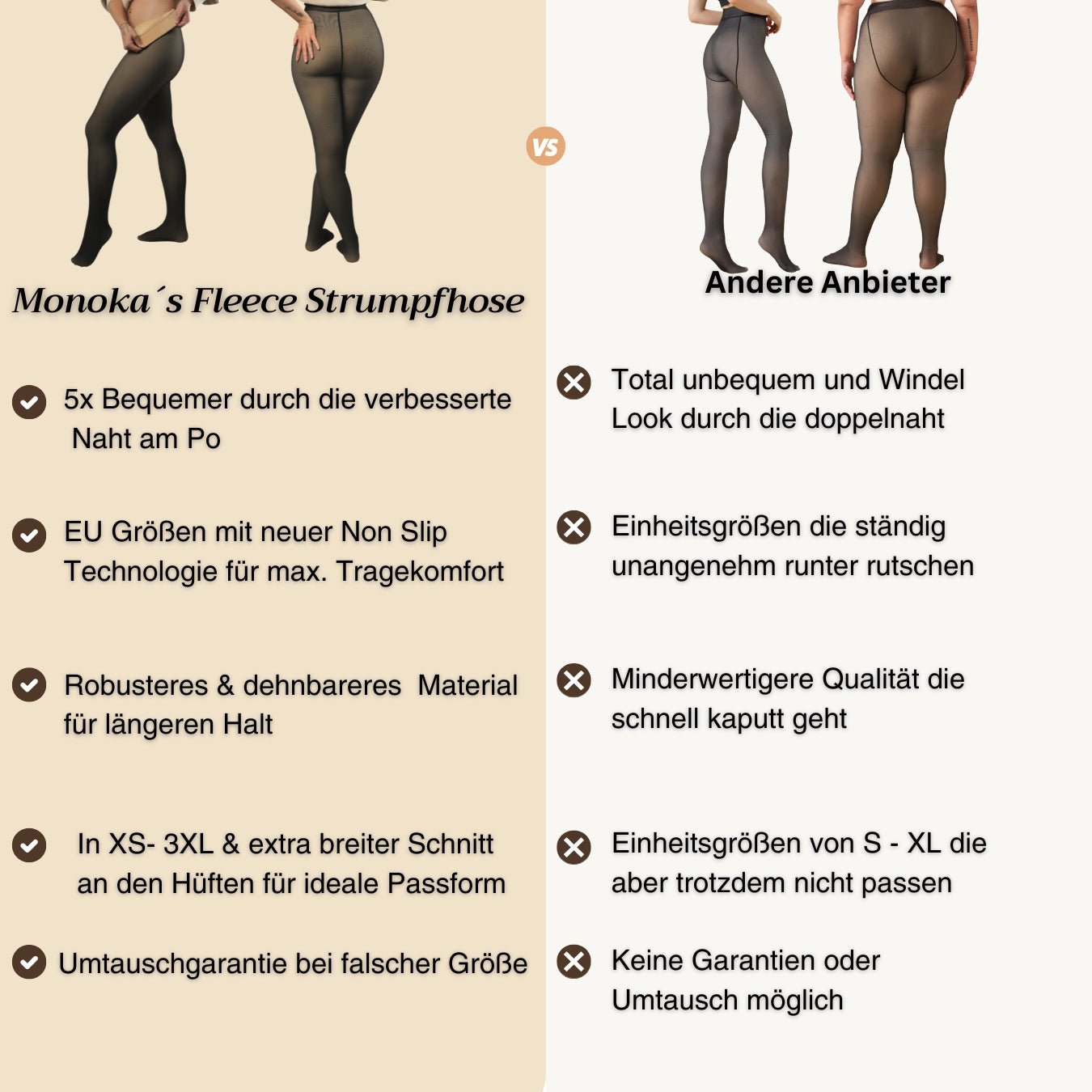 Fleece Strumpfhose™ mit stilvoller & bequemer Naht - Monoka