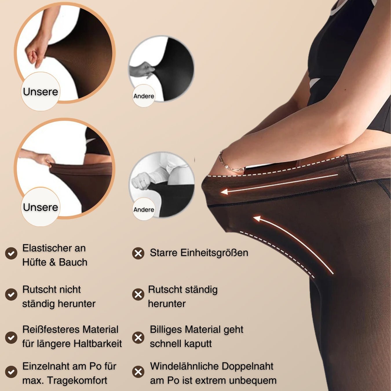 Fleece Strumpfhose™ mit stilvoller & bequemer Naht - Monoka