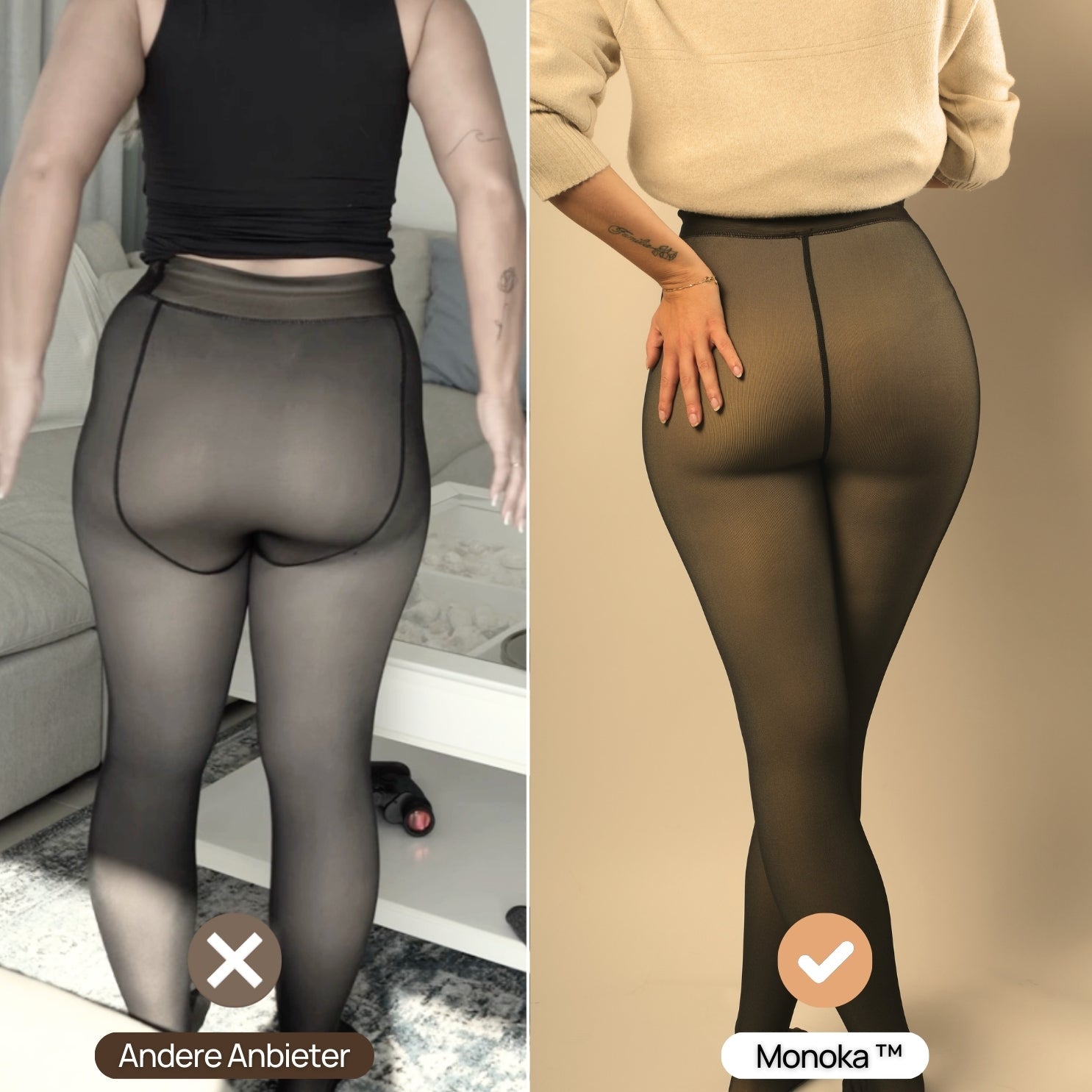 Fleece Strumpfhose™ mit stilvoller & bequemer Naht - Monoka