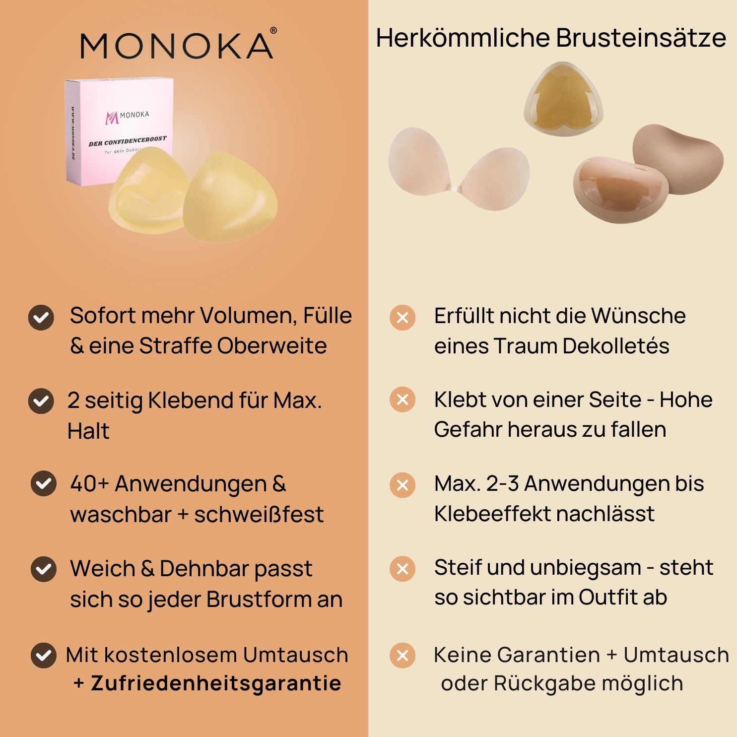 Monoka Bikini Push - Up Starterset™ Unsichtbare - wiederverwendbare VolumenPads für Bademode - Monoka