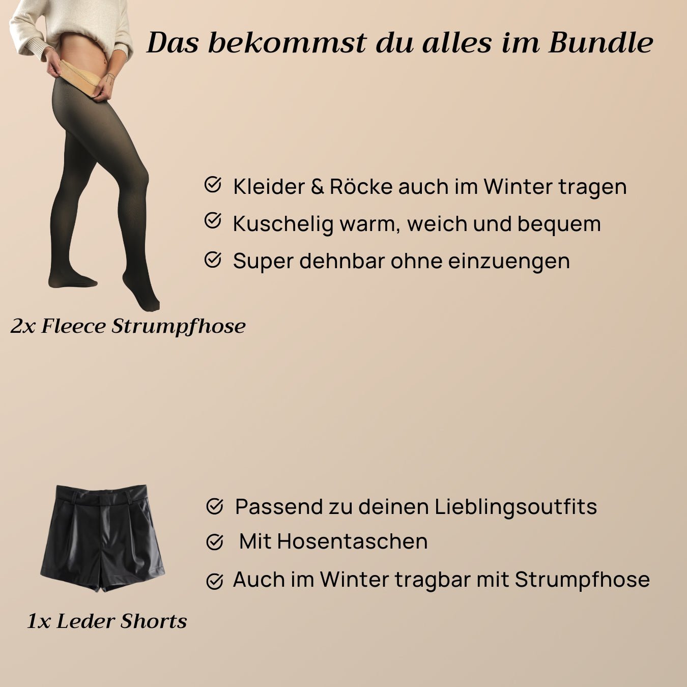 Perfektes Outfit Bundle™ Strumpfhosen + LederShorts - Monoka