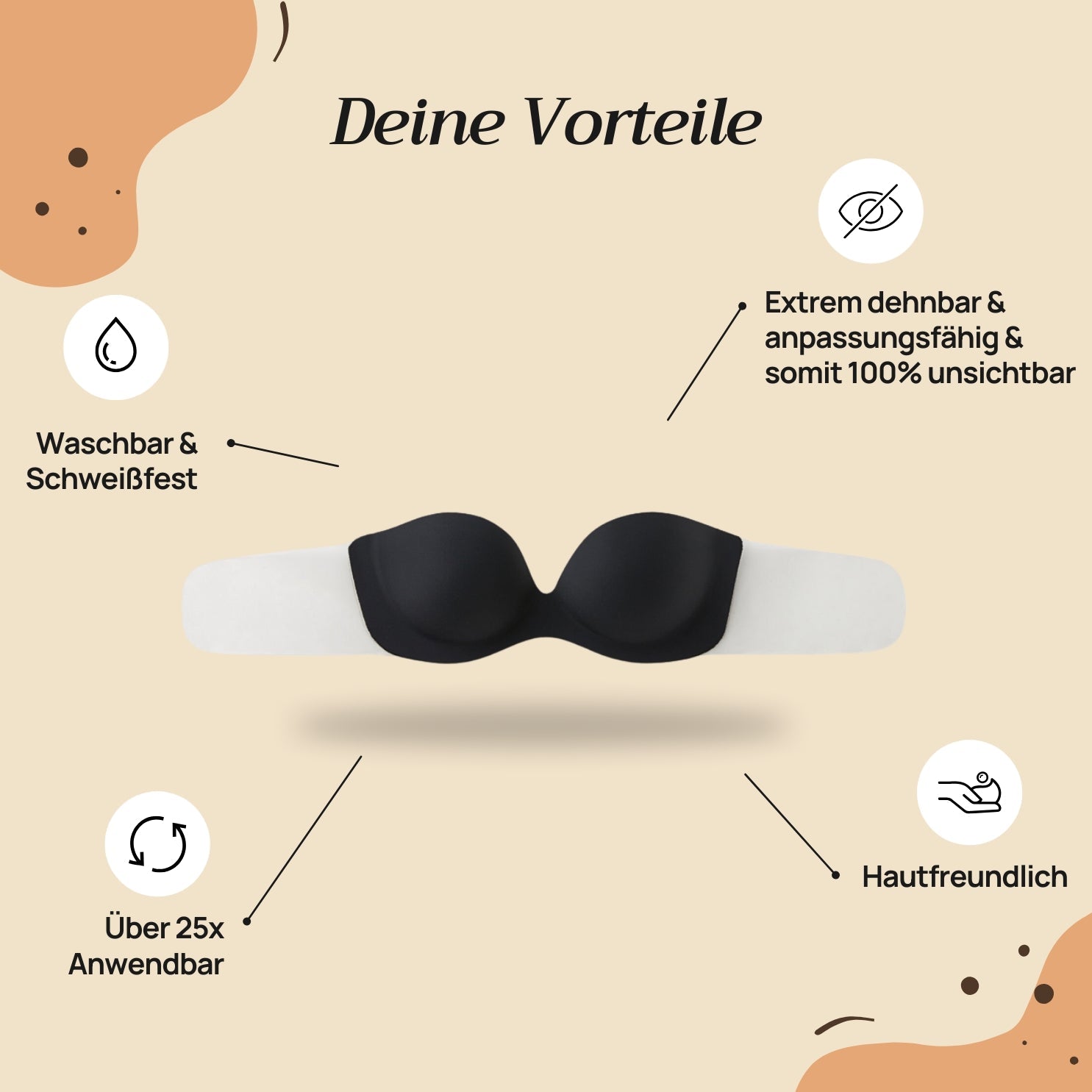 Unsichtbarer Pushup Klebe BH™ Trägerlos & Rückenfrei mit natürlich schönem Push Effekt - Monoka