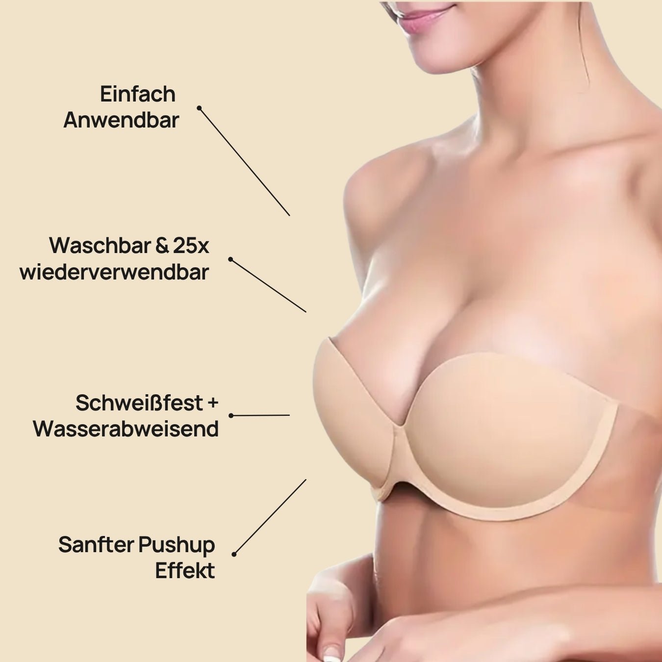 Unsichtbarer Pushup Klebe BH™ Trägerlos & Rückenfrei mit natürlich schönem Push Effekt - Monoka