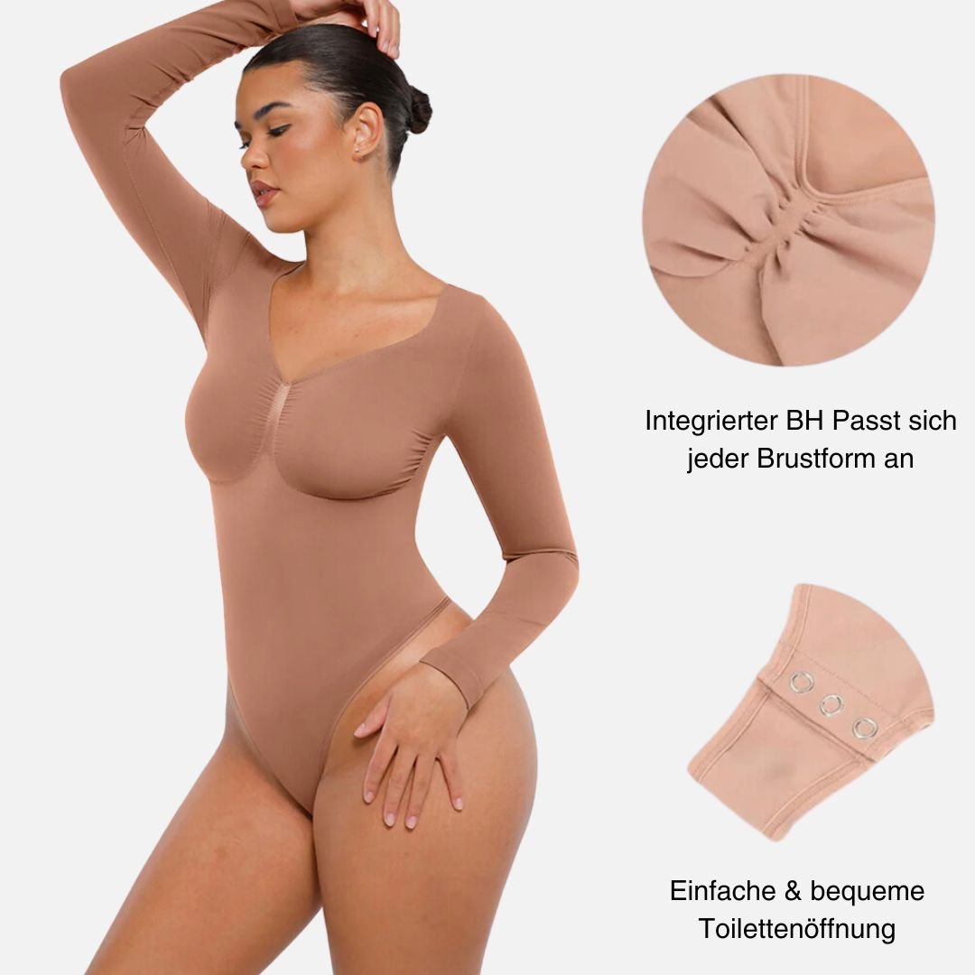 Langarm Body™ - Nahtloser Tanga - Bodysuit mit langen Ärmeln und Brustunterstützung, Shape Effekt - Monoka