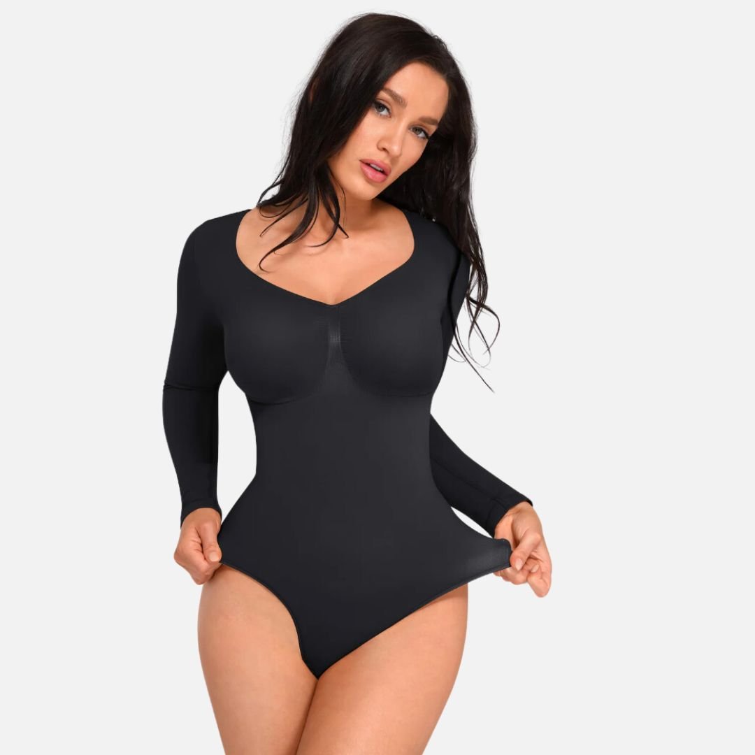 Langarm Body™ - Nahtloser Tanga - Bodysuit mit langen Ärmeln und Brustunterstützung, Shape Effekt - Monoka