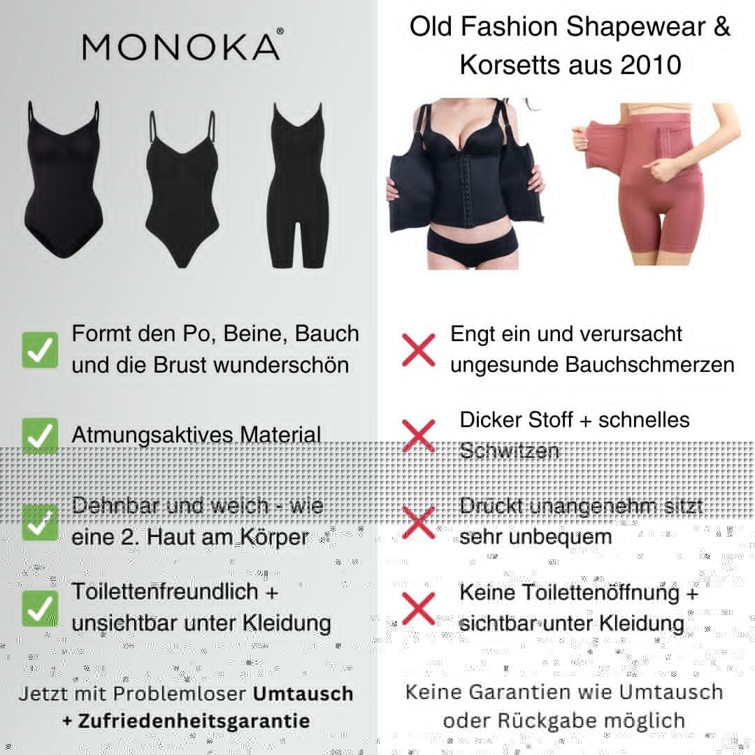 Langarm Body™ - Nahtloser Tanga - Bodysuit mit langen Ärmeln und Brustunterstützung, Shape Effekt - Monoka