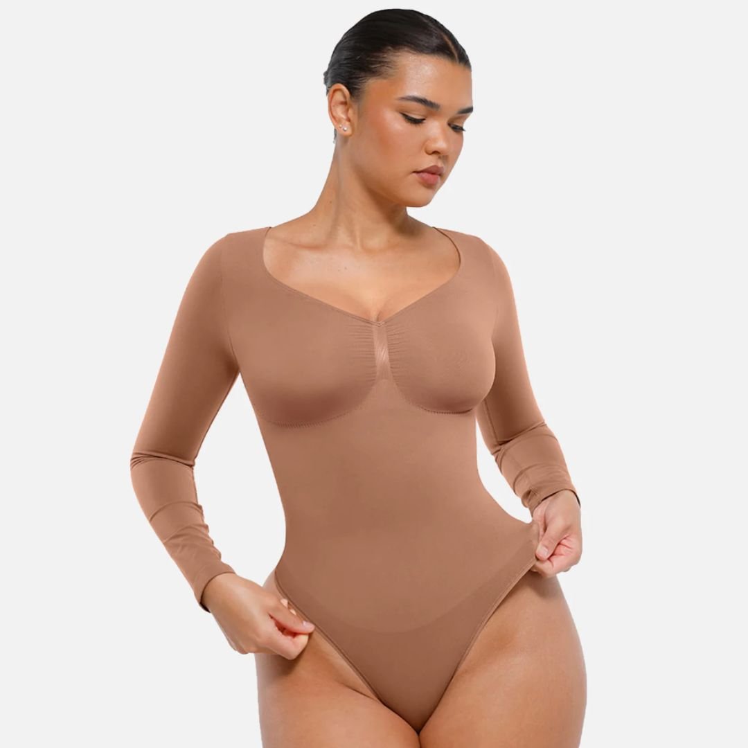 Langarm Body™ - Nahtloser Tanga - Bodysuit mit langen Ärmeln und Brustunterstützung, Shape Effekt - Monoka