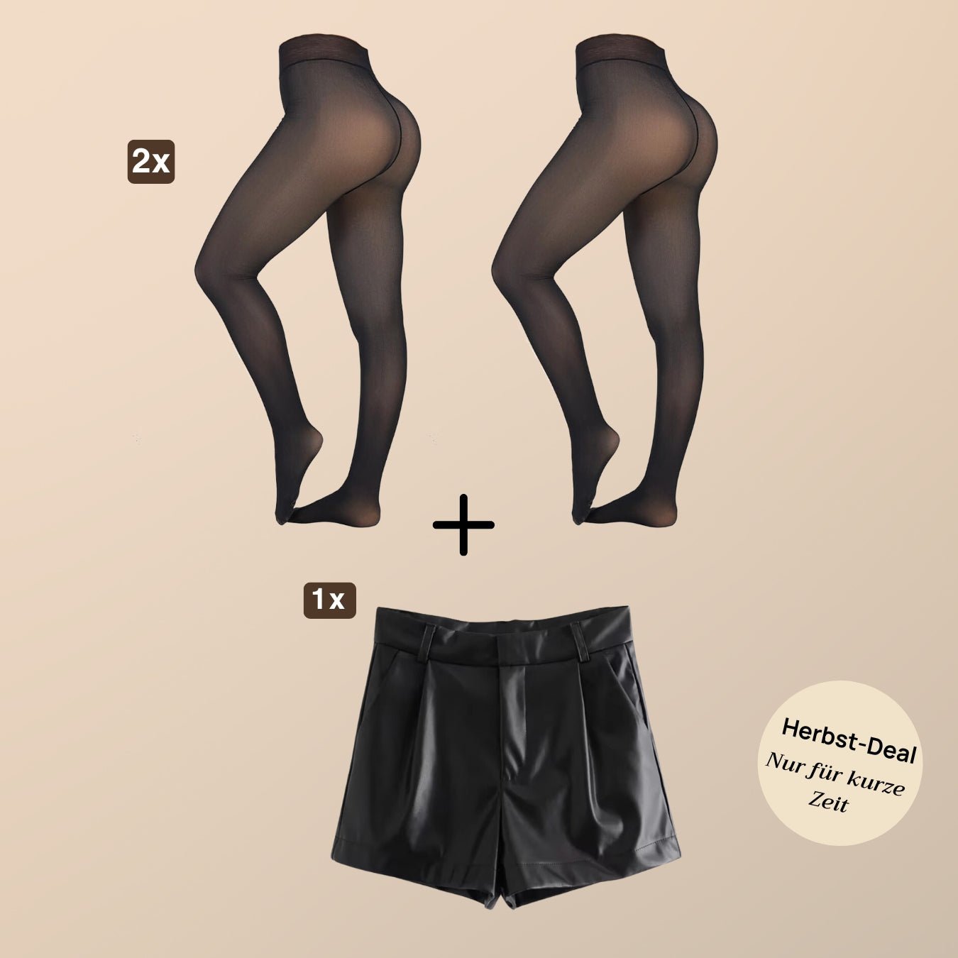 Perfektes Outfit Bundle™ Strumpfhosen + LederShorts - Monoka