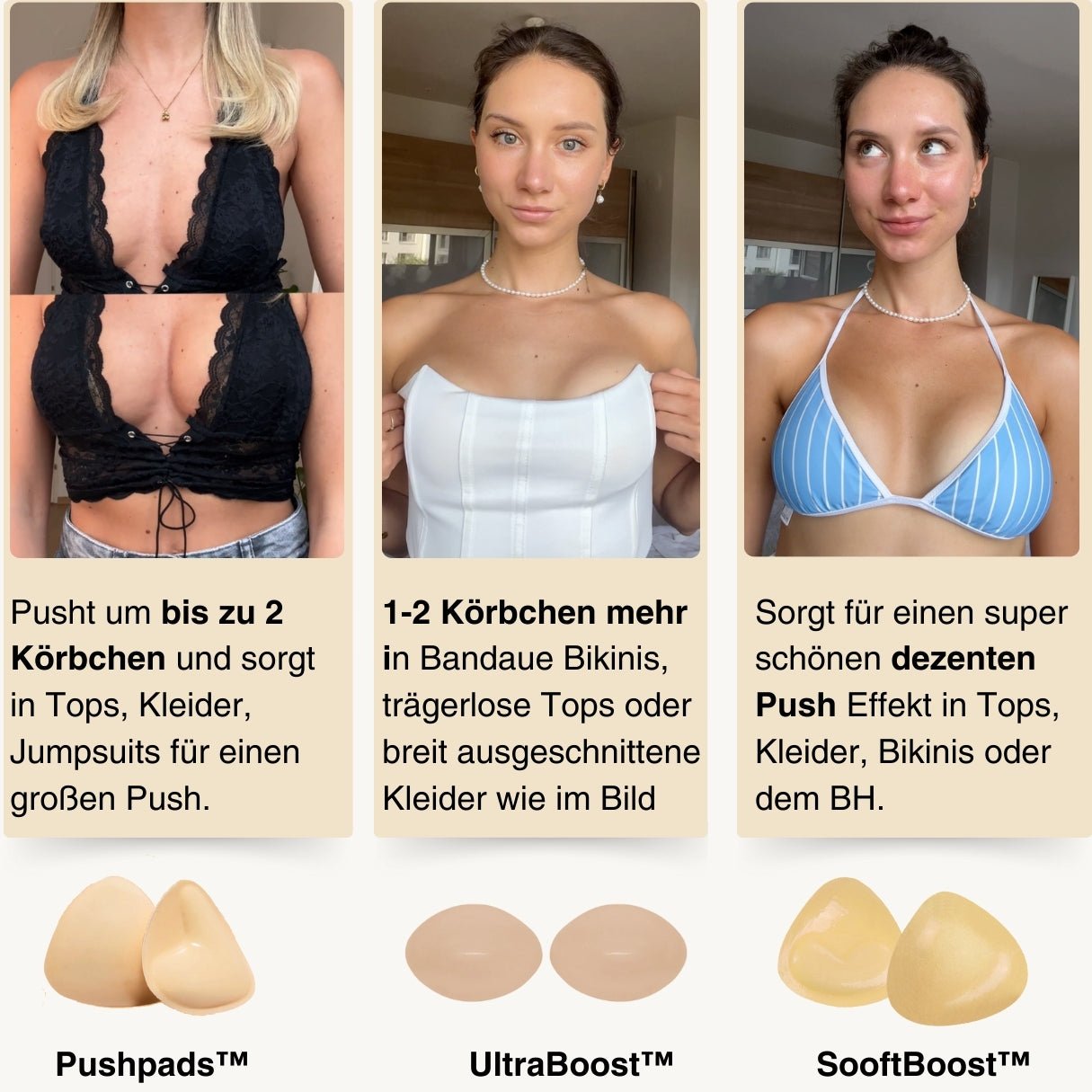 Pushpads™ 2 Seitig klebende Pushup Nippelcover - perfekt für Winter & Sommeroutfits - Monoka