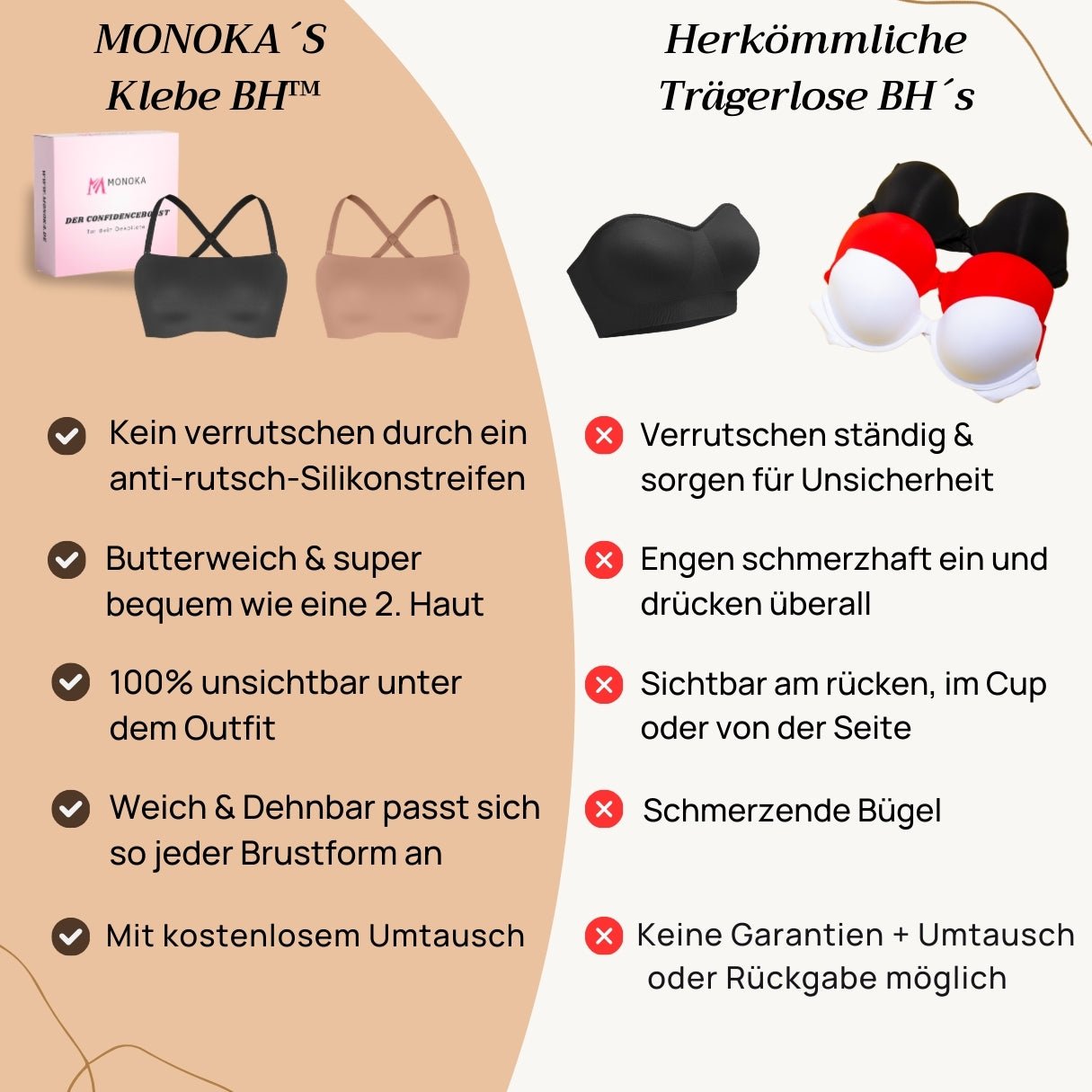Trägerloser Anti - Rutsch BH™ - Monoka