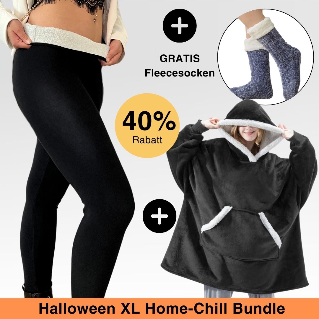 XL Home Chill - Bundle™ - Thermo Leggings, XXL Decken Hoodie + Gratis Socken - Monoka