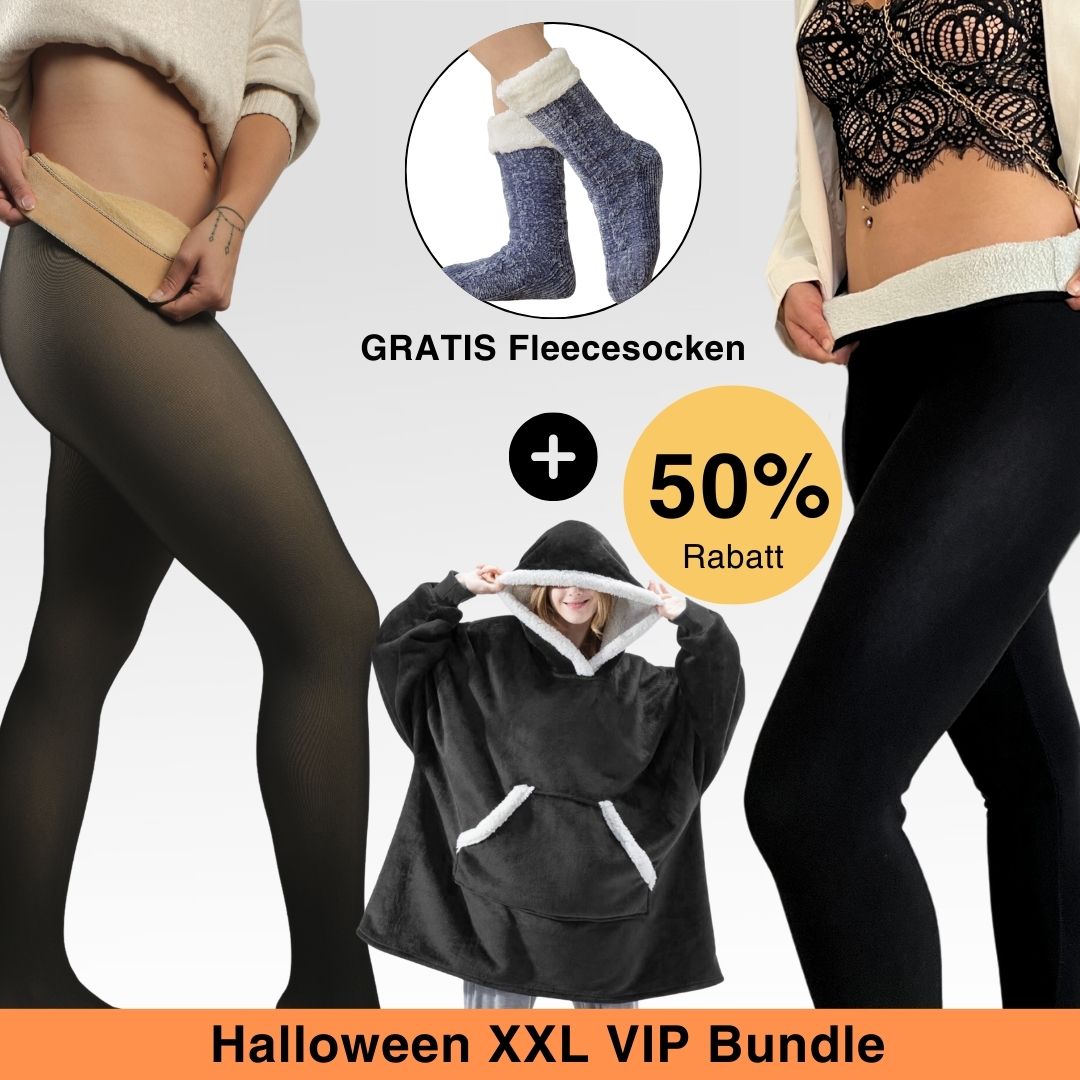 XXL VIP - Bundle™ - Thermo Leggings + Strumpfhose, XXL Decken Hoodie + Gratis Socken - Monoka